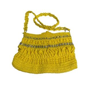 Recycled plastic and pull tabs decorative snap button and zippered shoulder bag